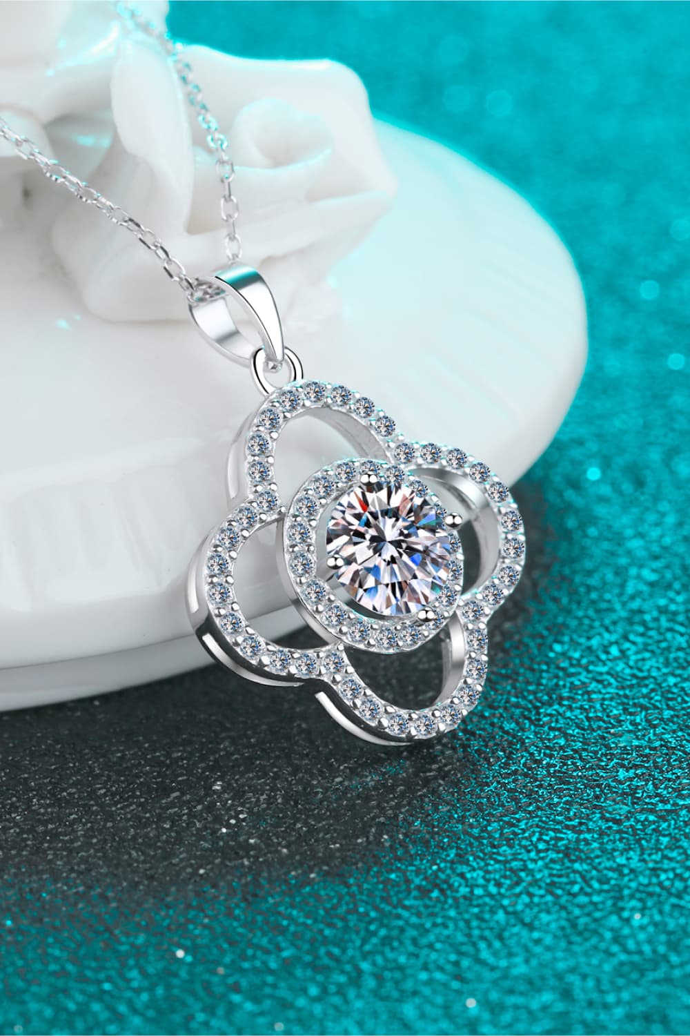 1 Carat Moissanite Necklace - Rhodium Plated 925 Sterling Silver