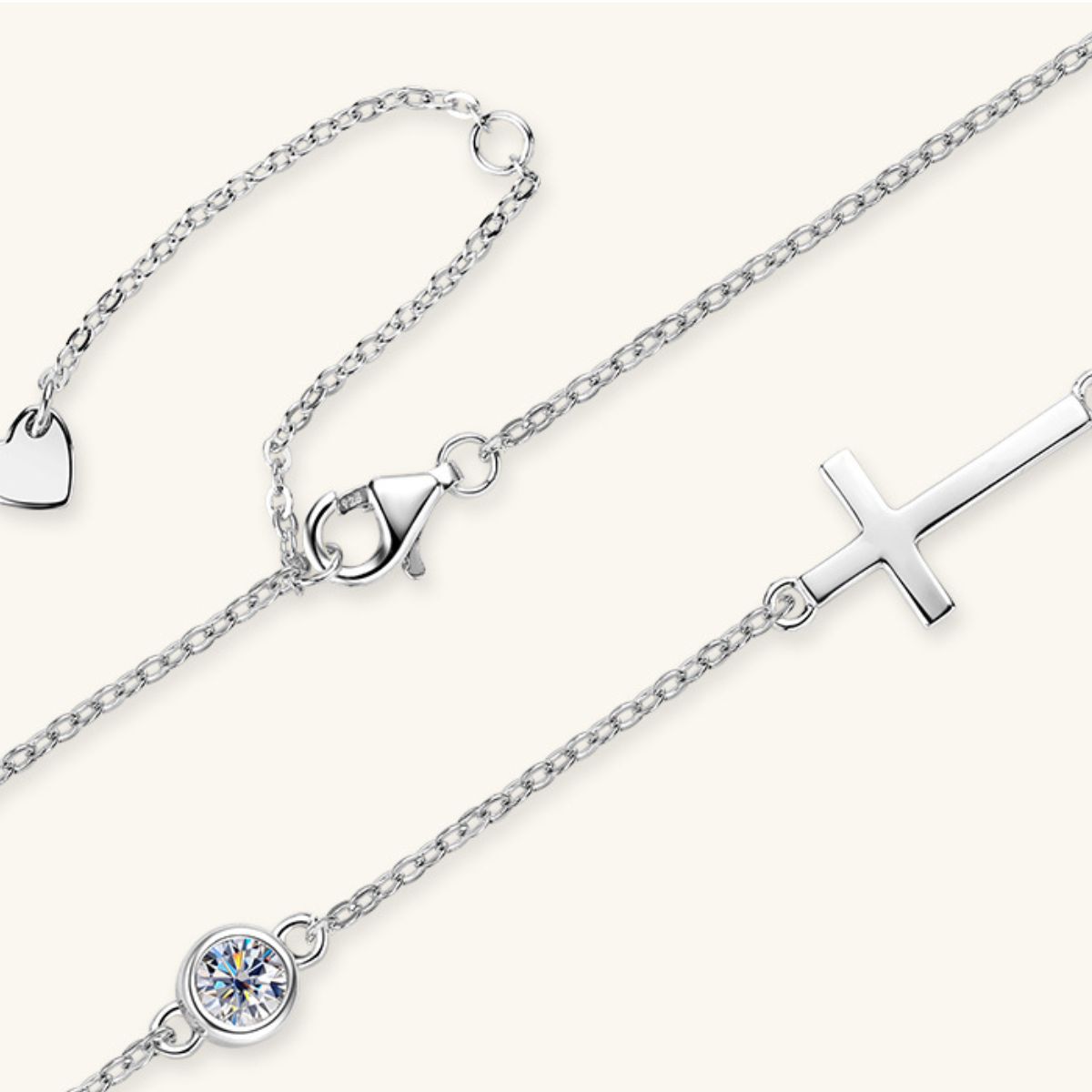 Cross Moissanite Necklace - 925 Sterling Silver Luxury