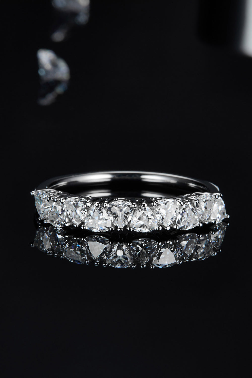 1 Carat Moissanite Half-Eternity Ring - 925 Sterling Silver Luxury