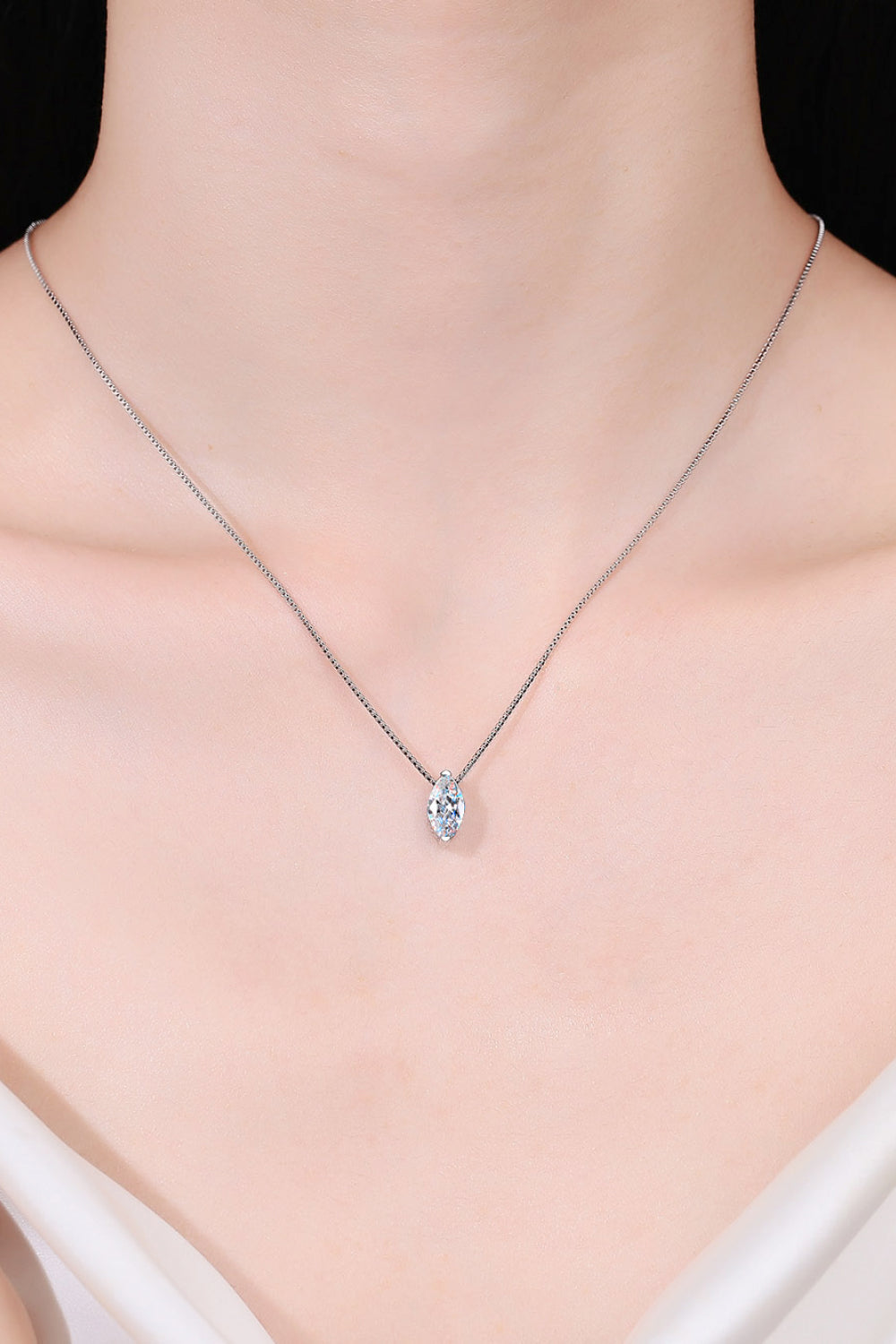 1 Carat Moissanite Necklace - Rhodium Plated 925 Sterling Silver