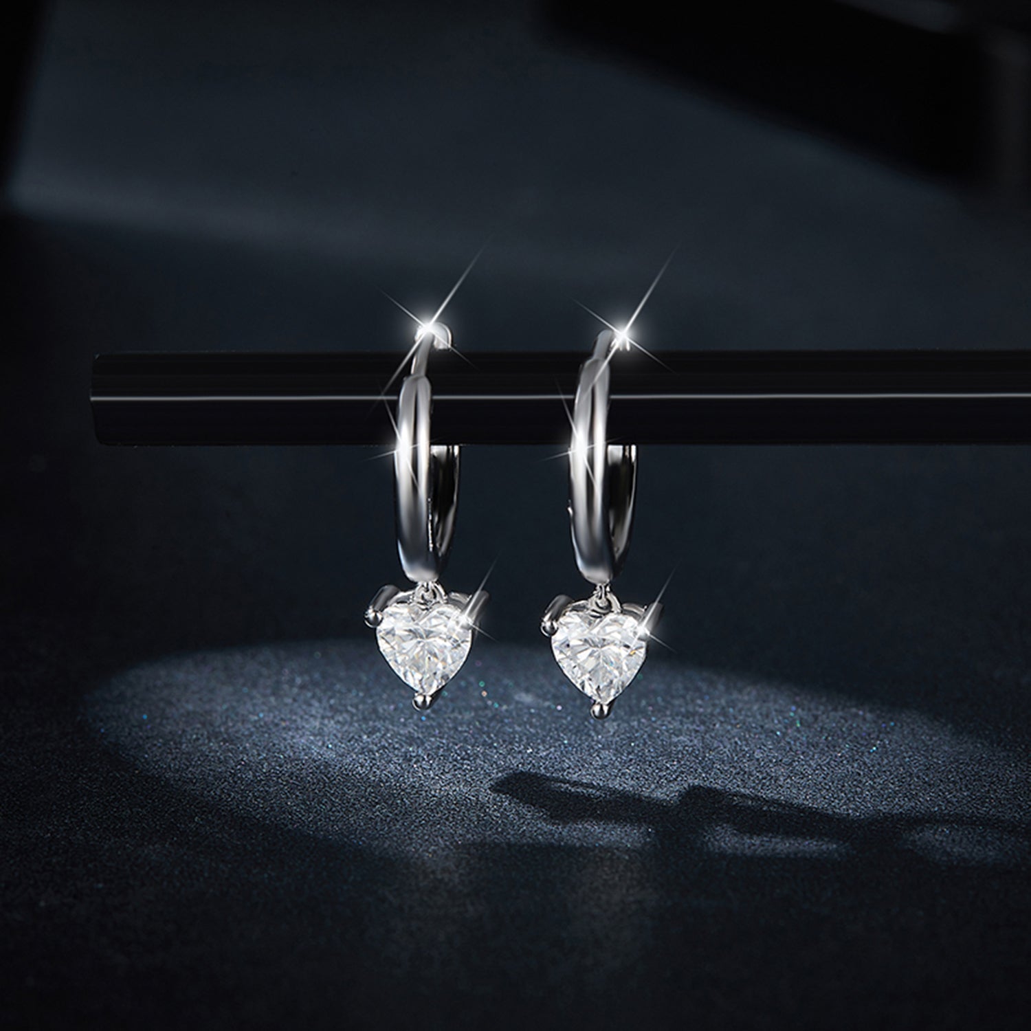 1 Carat Moissanite Heart Earrings - 925 Sterling Silver Luxury