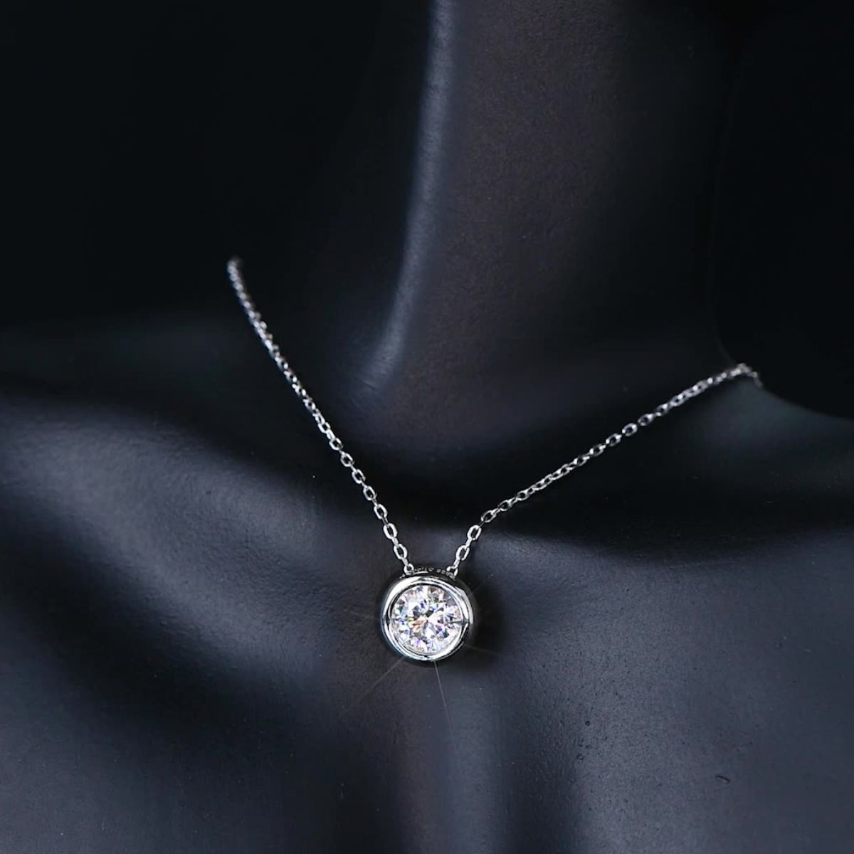 1 Carat Moissanite Necklace - 925 Sterling Silver Luxury