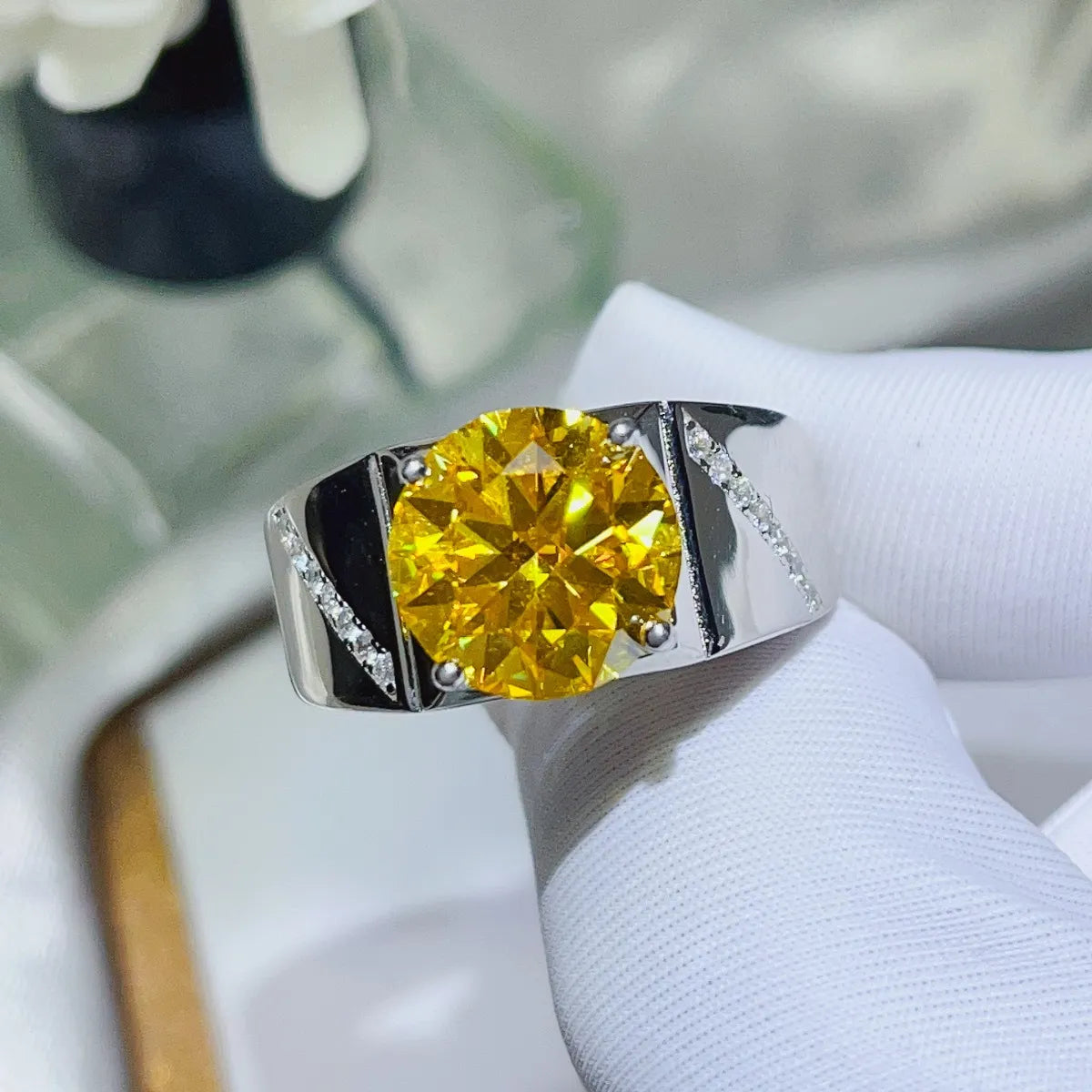 5 Carat Moissanite Ring - Platinum Plated 925 Sterling Silver