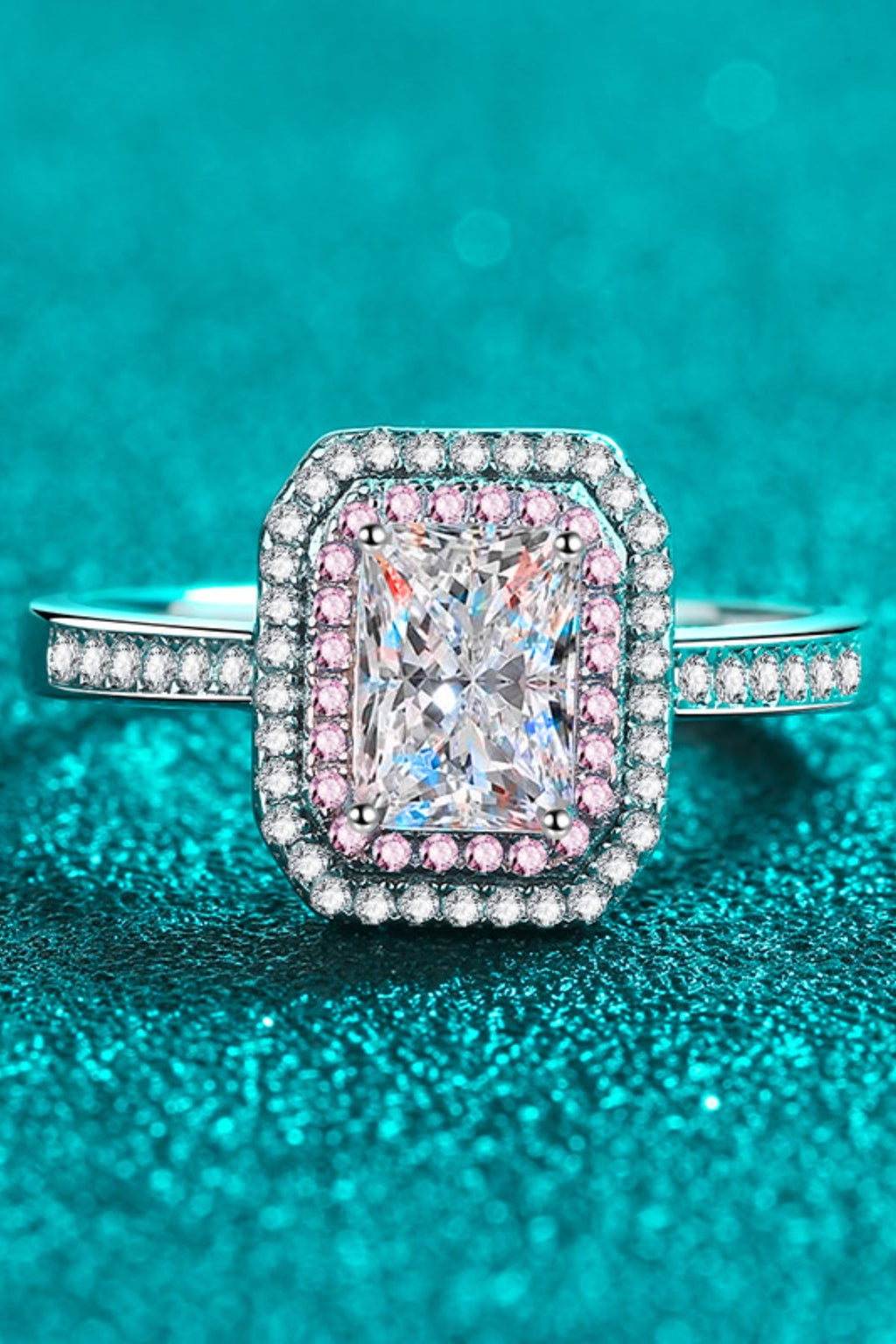 1 Carat Moissanite Ring - Platinum Plated 925 Sterling Silver