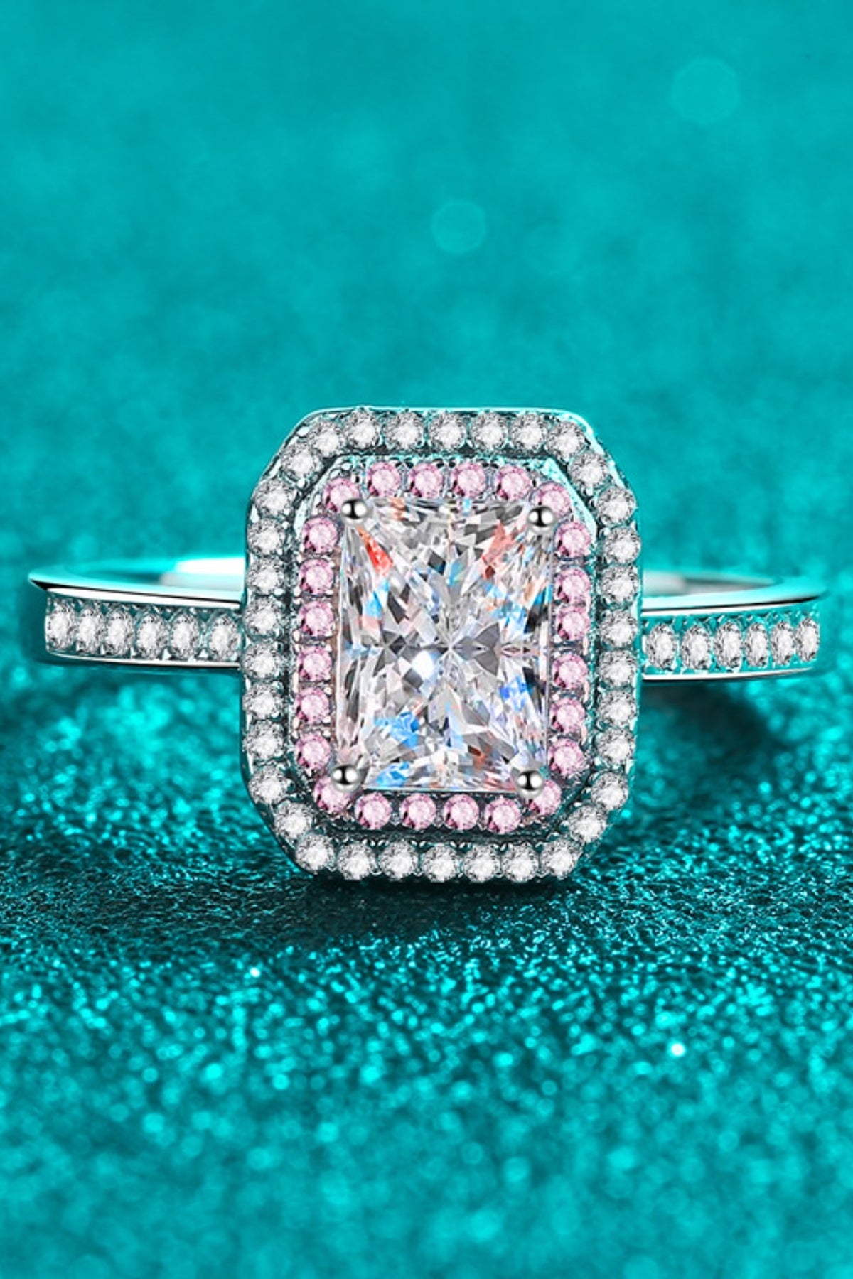 1 Carat Moissanite Ring - Platinum Plated 925 Sterling Silver