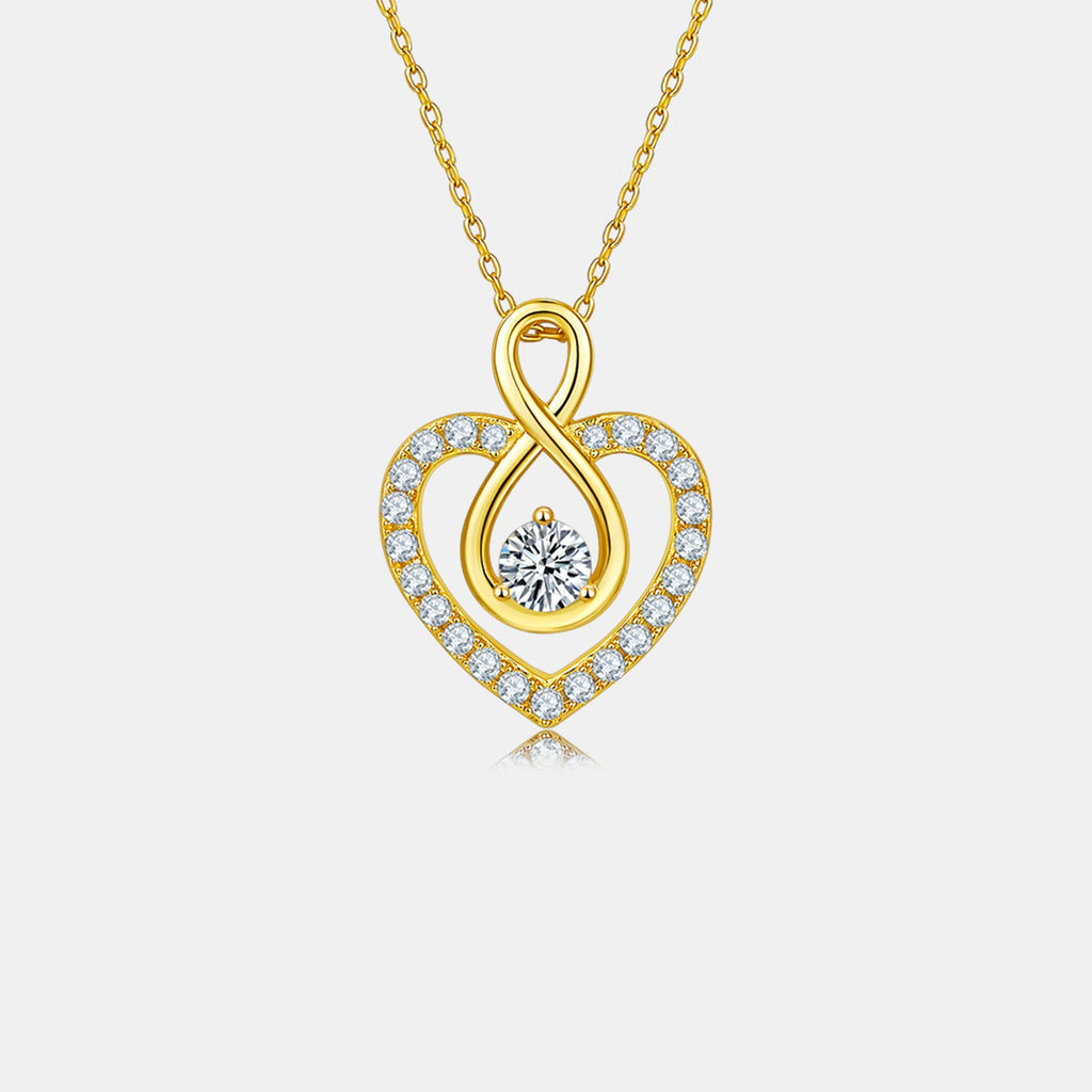 1 Carat Moissanite Heart Necklace - Gold Plated 925 Sterling Silver