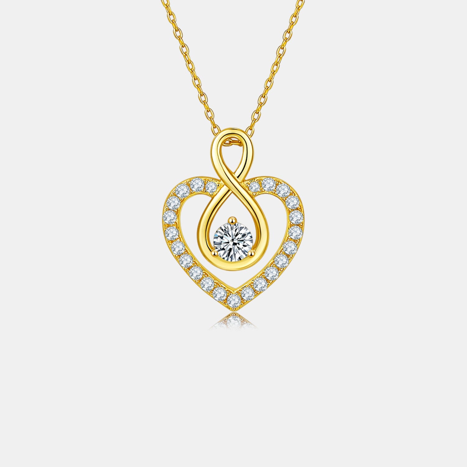 1 Carat Moissanite Heart Necklace - Gold Plated 925 Sterling Silver
