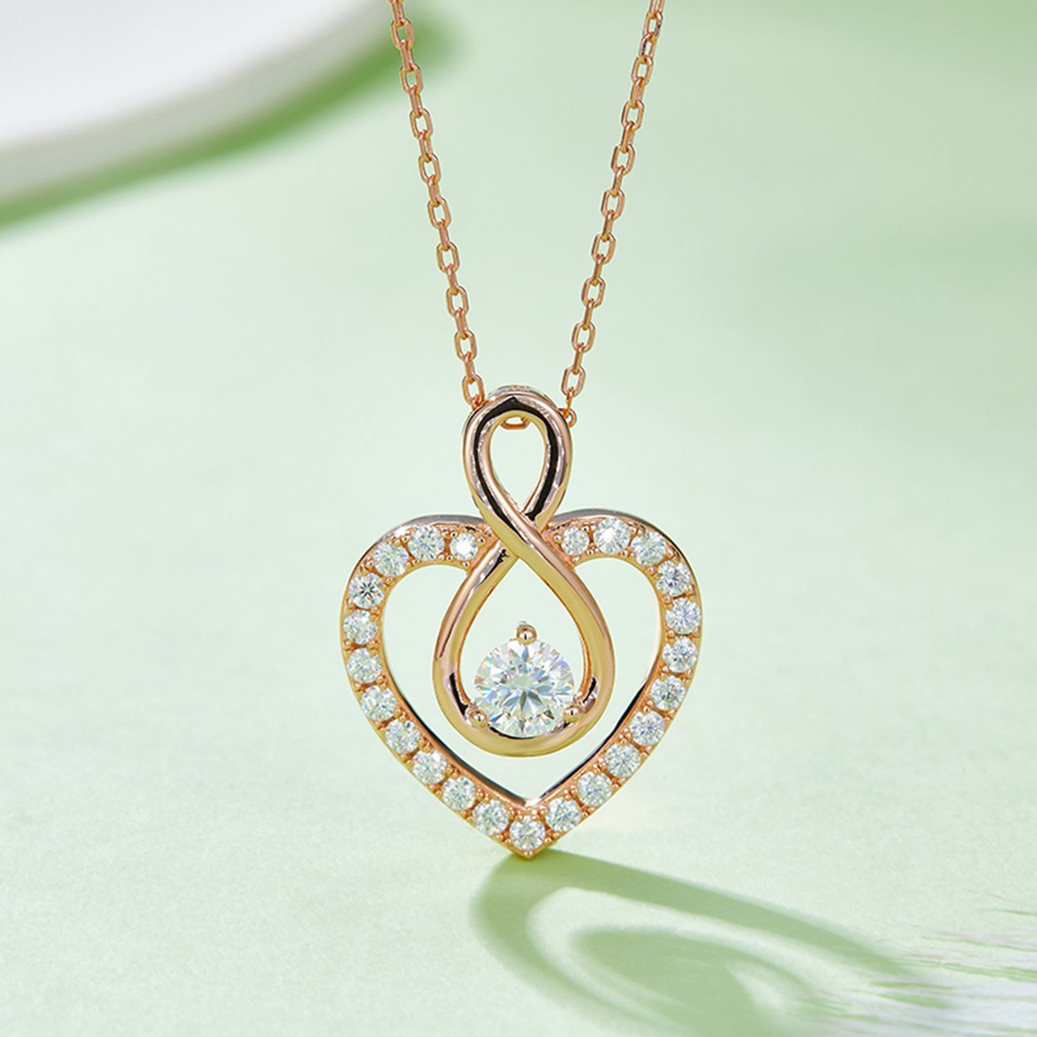 1 Carat Moissanite Heart Necklace - Gold Plated 925 Sterling Silver