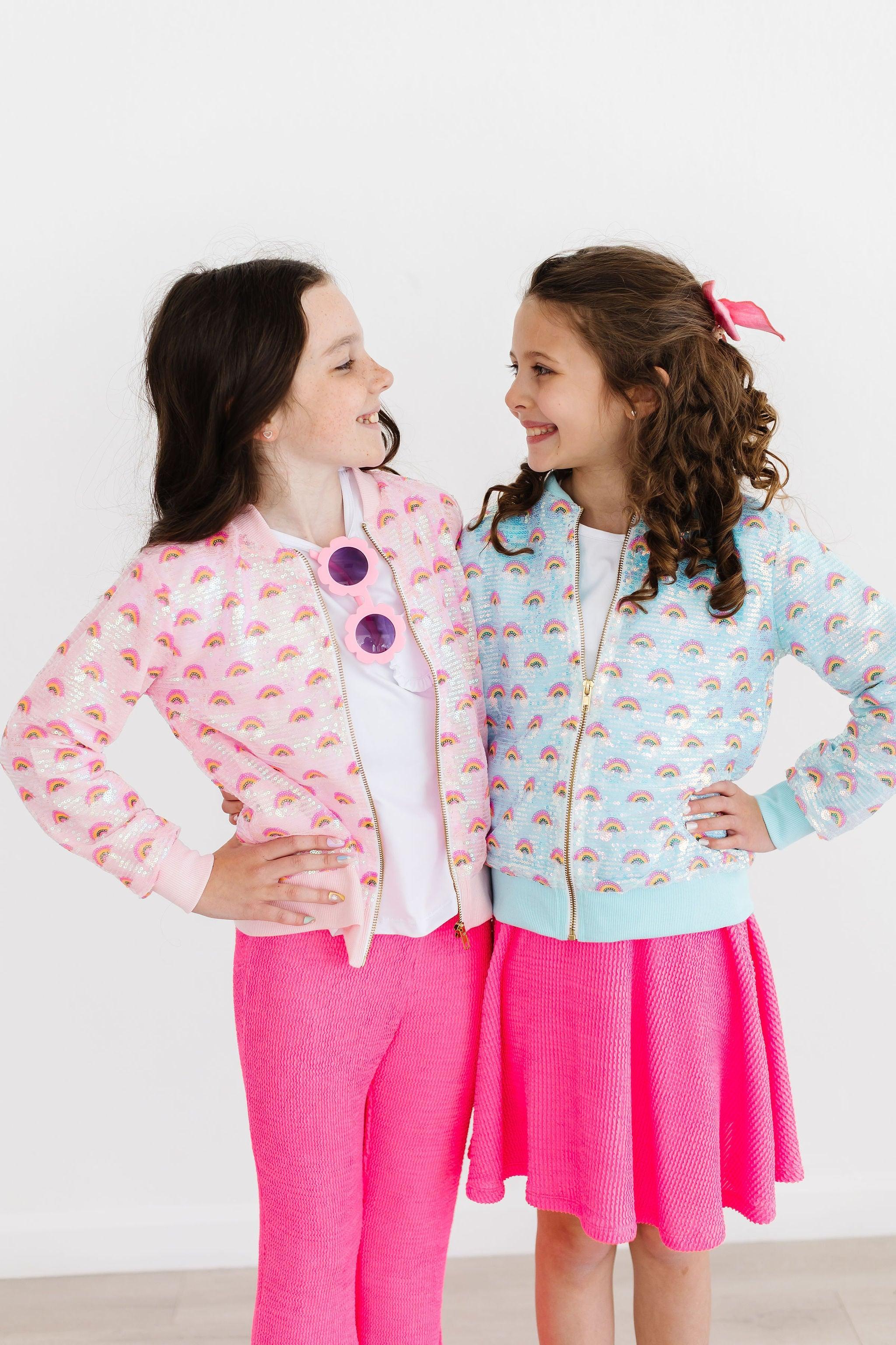 Pink Rainbow Sequin Jacket - Kids
