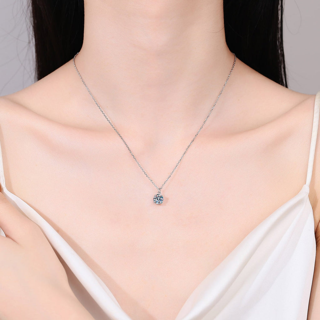 1 Carat Moissanite Necklace - 925 Sterling Silver Luxury