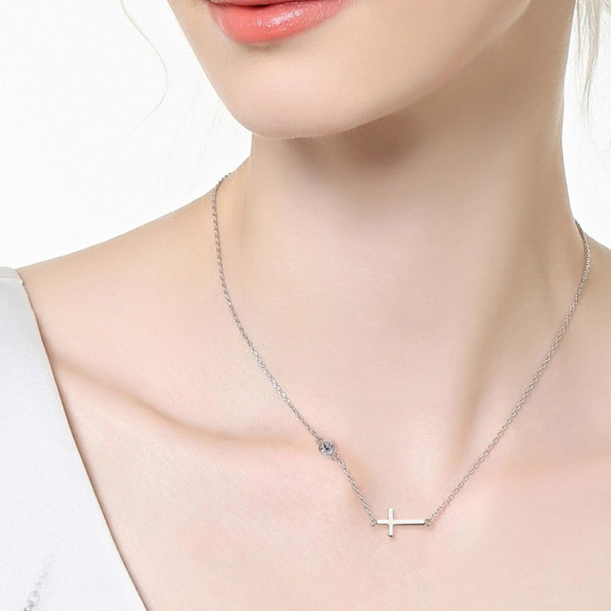 Cross Moissanite Necklace - 925 Sterling Silver Luxury