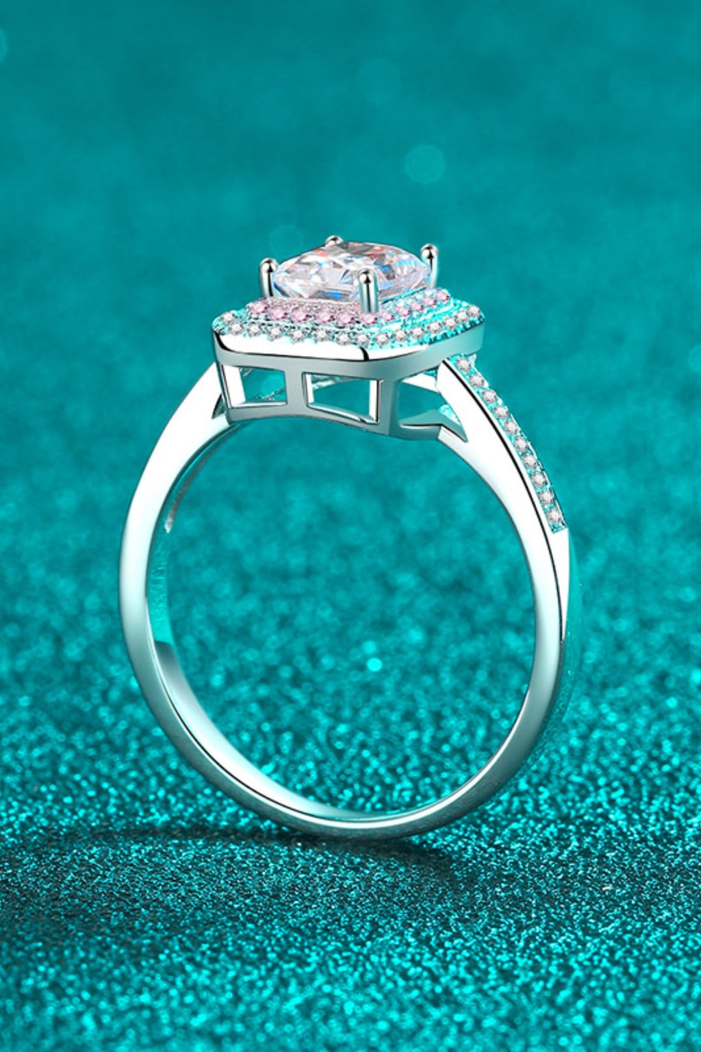 1 Carat Moissanite Ring - Platinum Plated 925 Sterling Silver