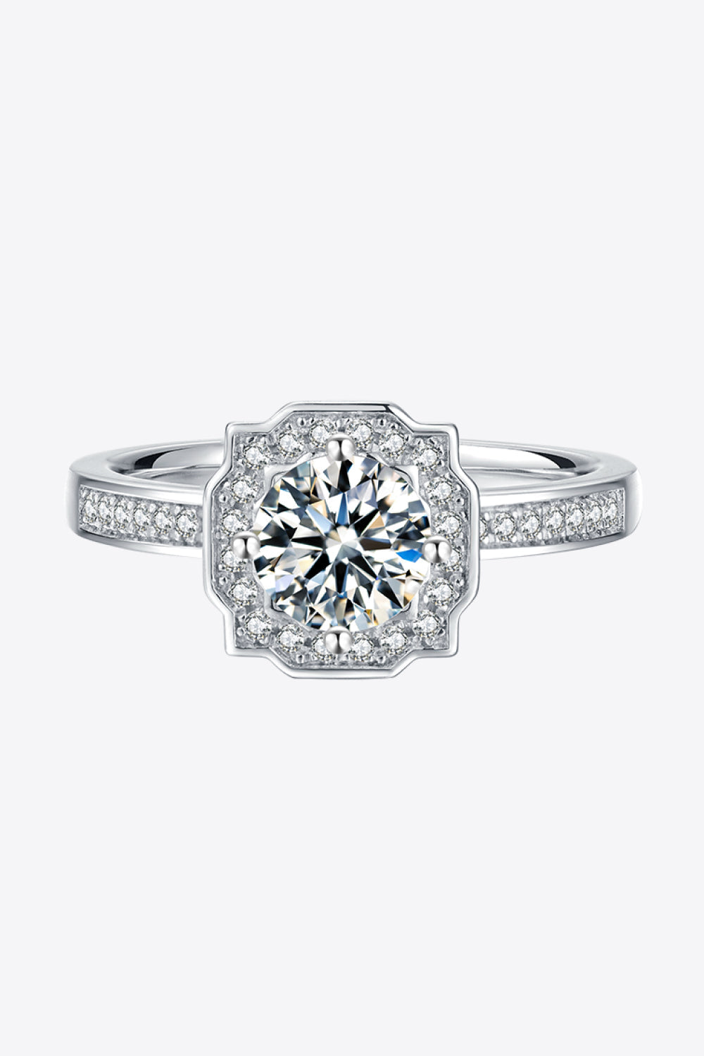 1 Carat Moissanite Halo Ring - 925 Sterling Silver Luxury