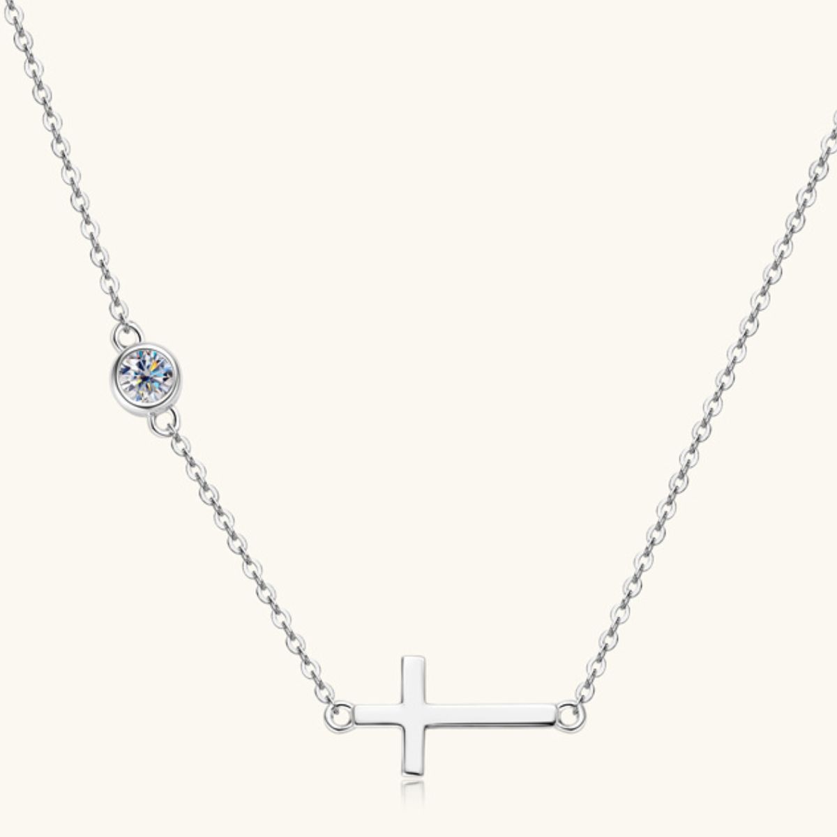 Cross Moissanite Necklace - 925 Sterling Silver Luxury
