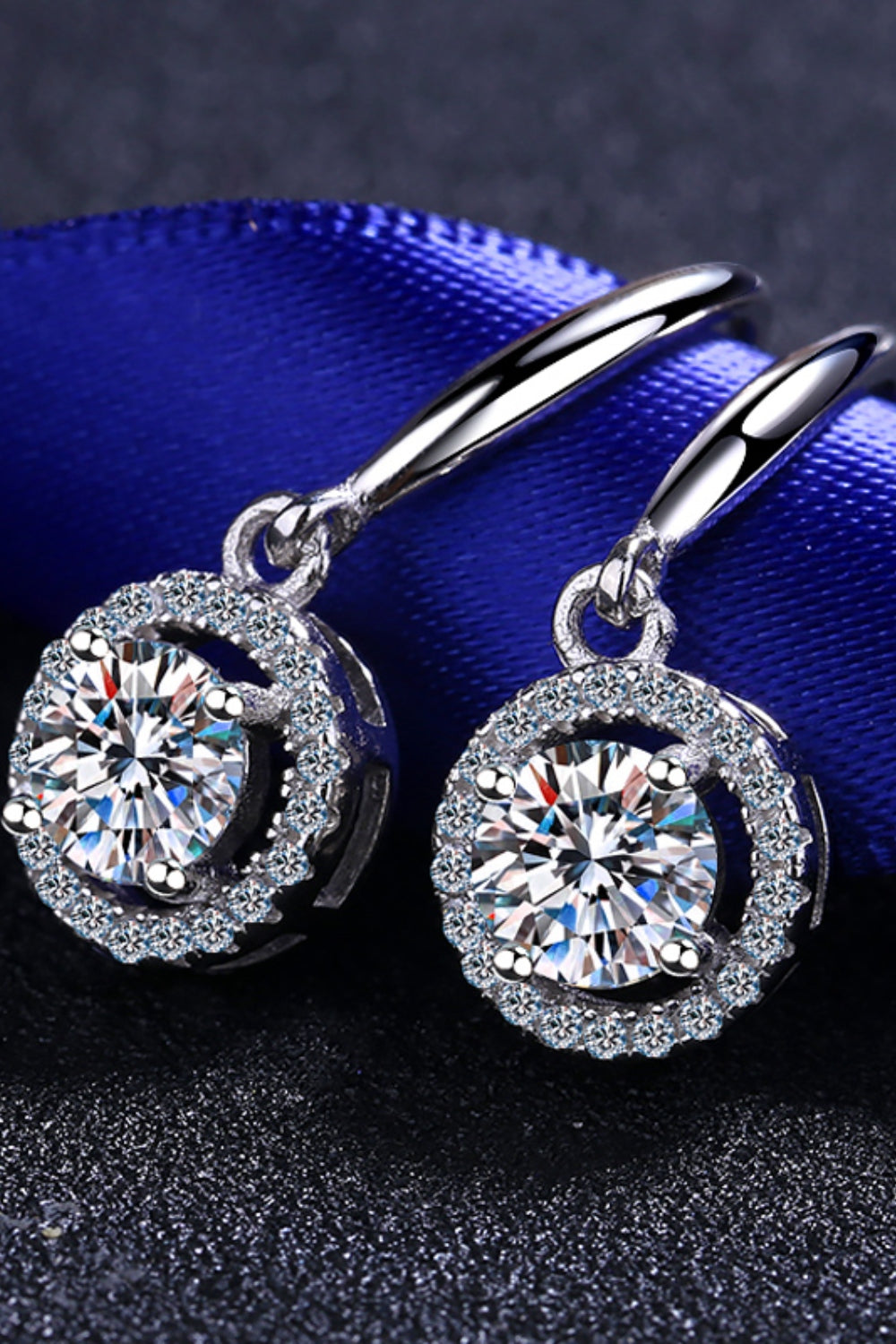 1 Carat Moissanite Drop Earrings - Platinum Plated 925 Sterling Silver