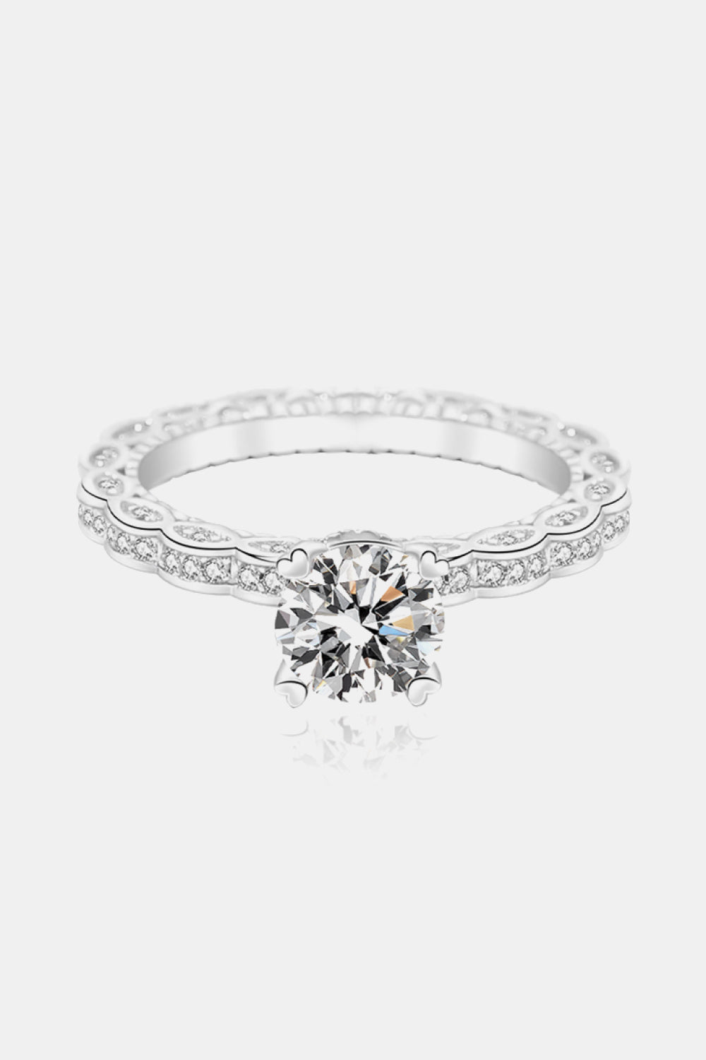 1 Carat Moissanite Ring - Platinum Plated 925 Sterling Silver