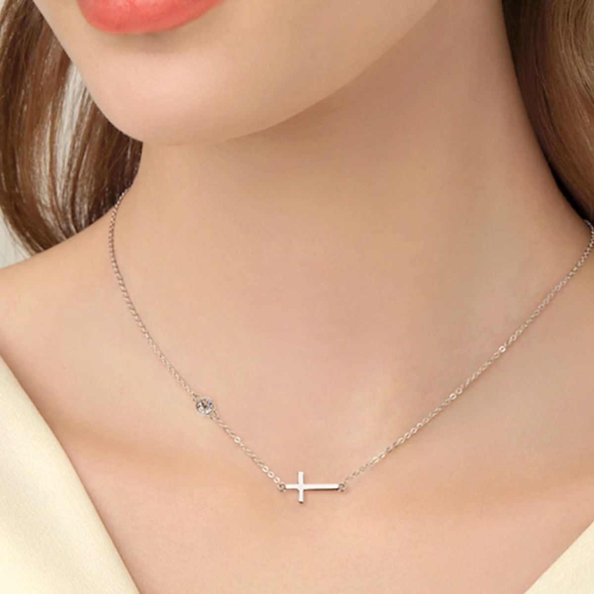 Cross Moissanite Necklace - 925 Sterling Silver Luxury