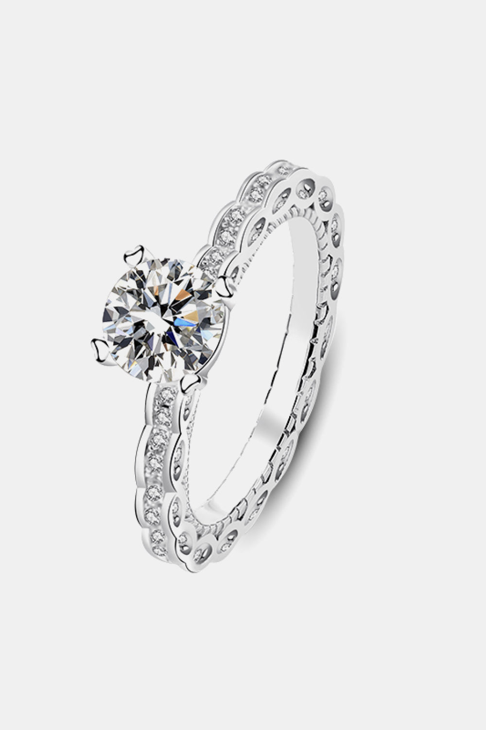 1 Carat Moissanite Ring - Platinum Plated 925 Sterling Silver