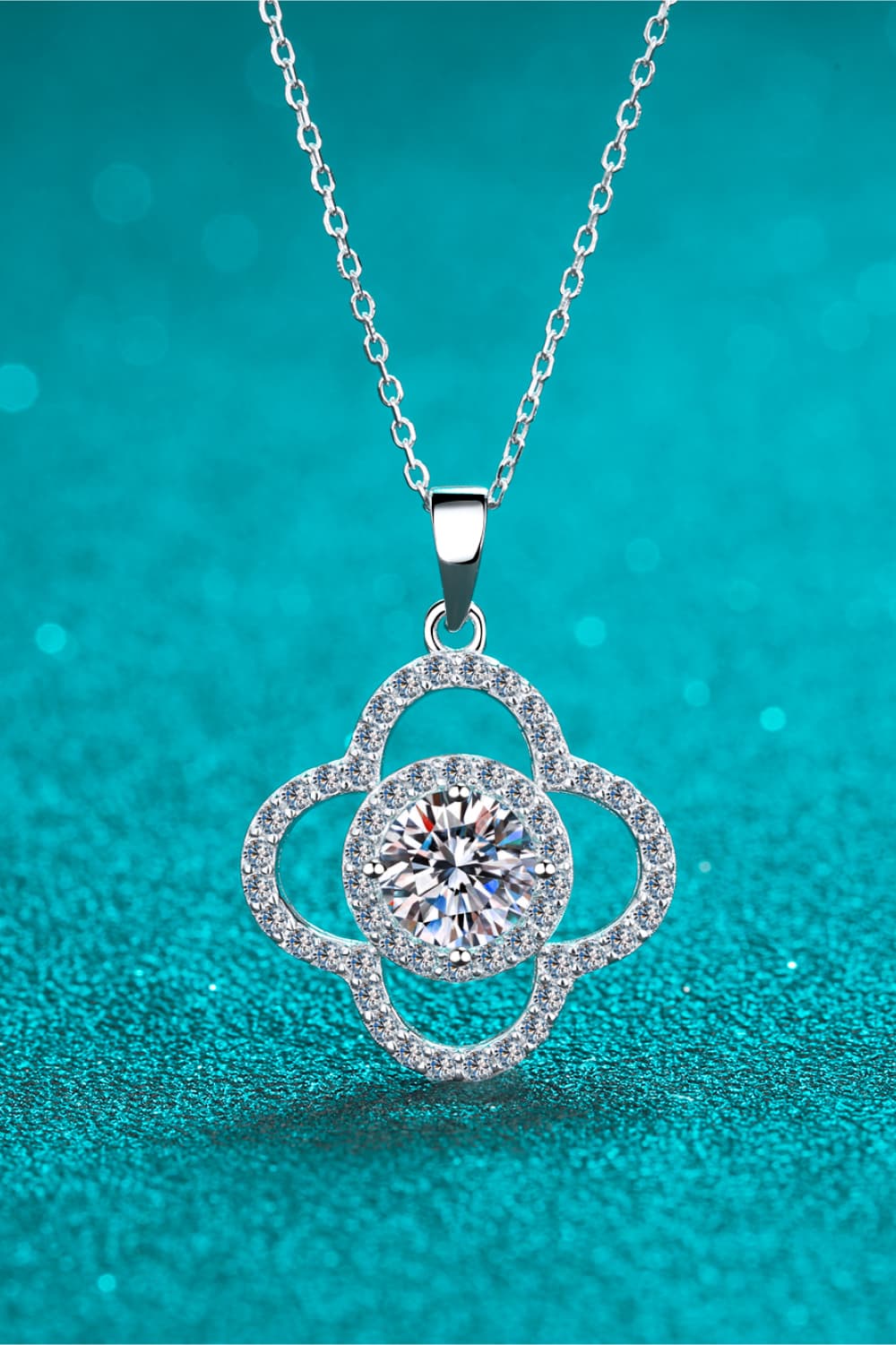 1 Carat Moissanite Necklace - Rhodium Plated 925 Sterling Silver