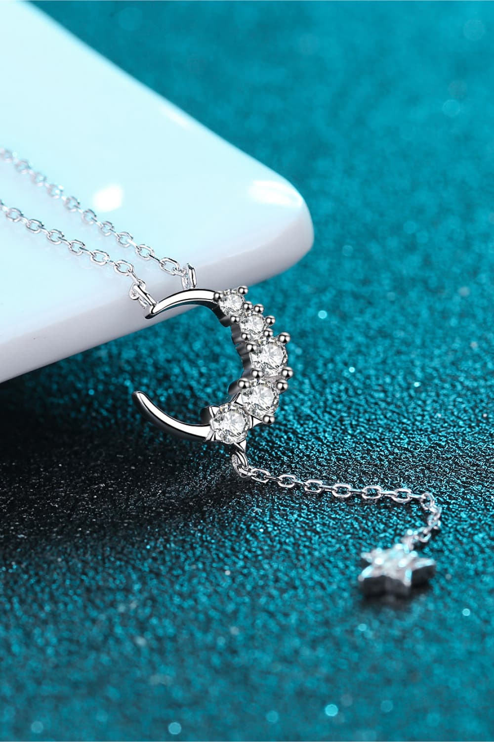 Star & Moon Moissanite Necklace - 925 Sterling Silver Luxury