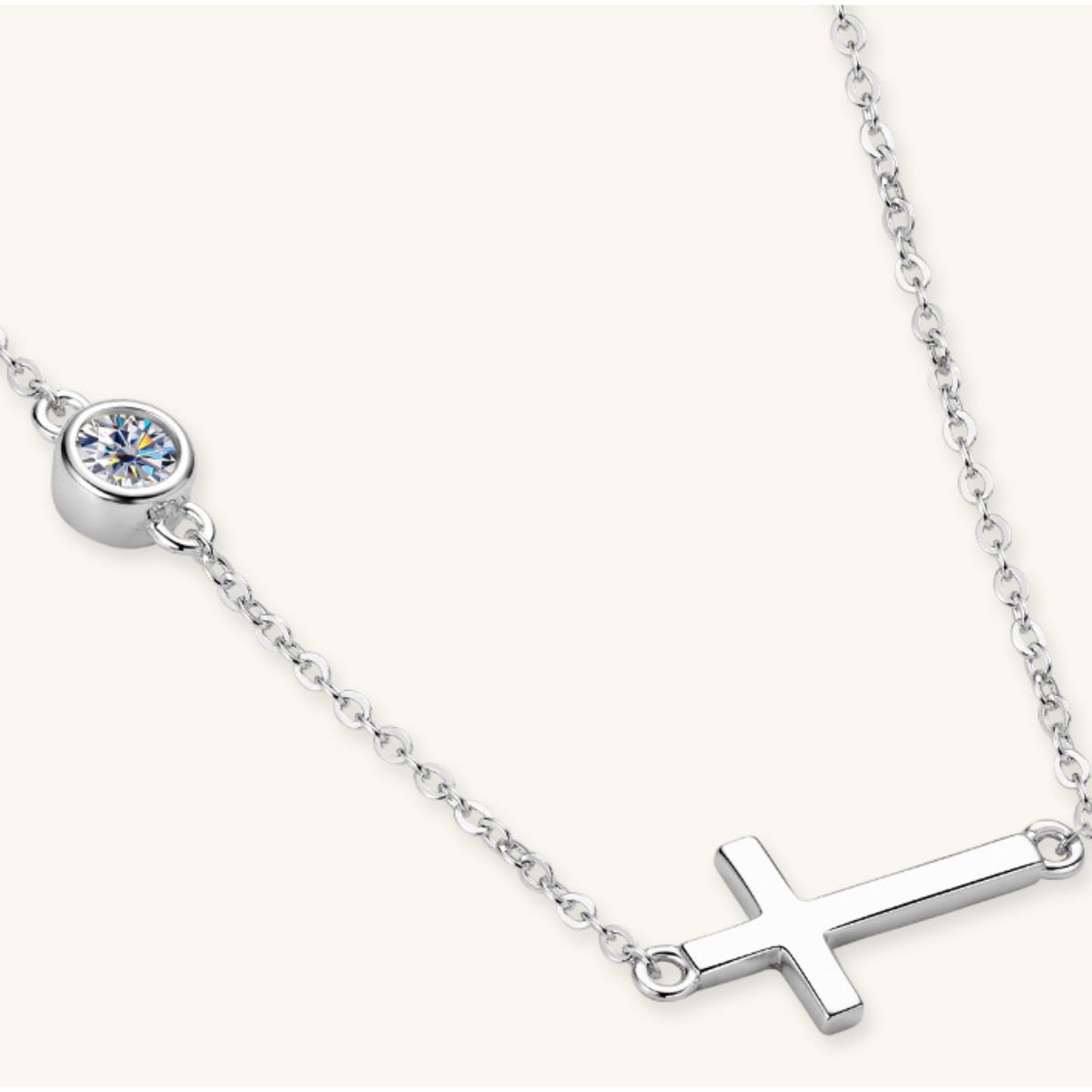 Cross Moissanite Necklace - 925 Sterling Silver Luxury