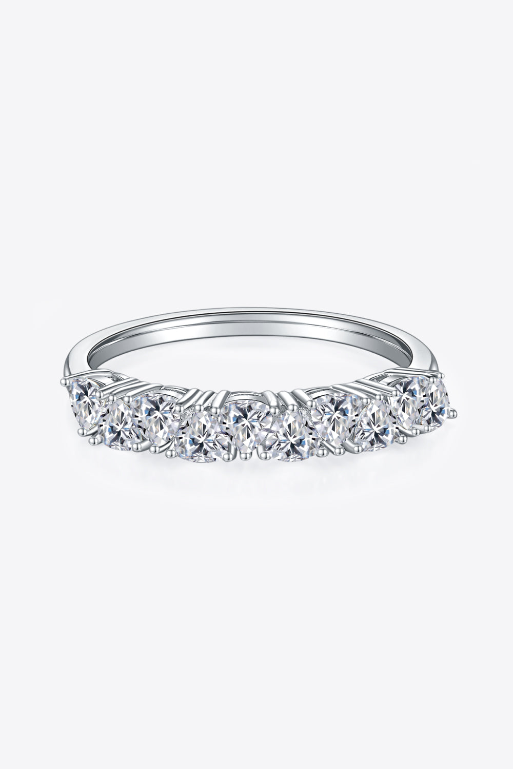 1 Carat Moissanite Half-Eternity Ring - 925 Sterling Silver Luxury
