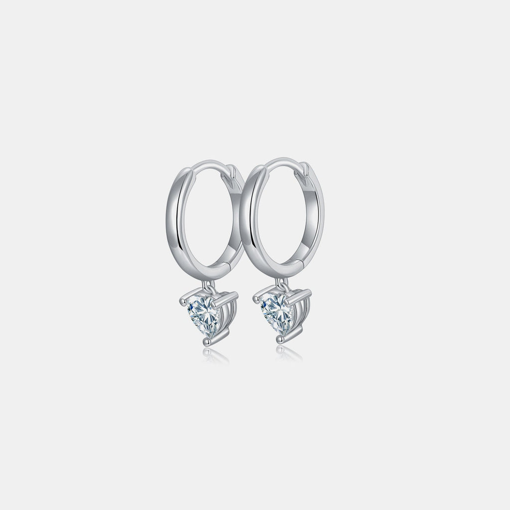 1 Carat Moissanite Heart Earrings - 925 Sterling Silver Luxury