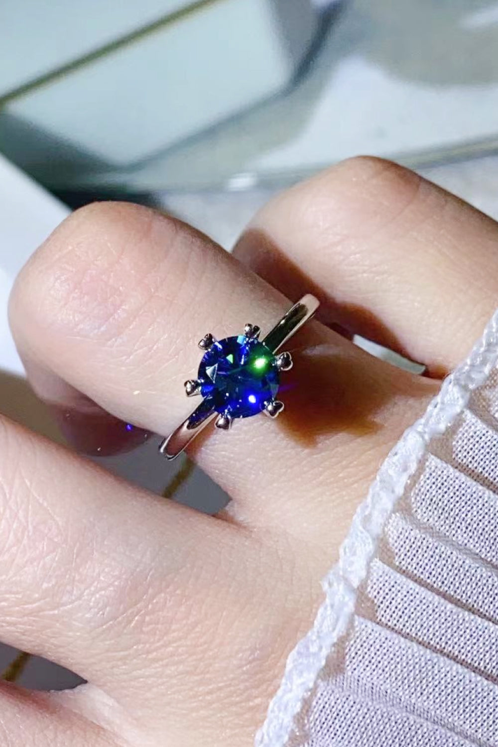 1 Carat Moissanite 6-Prong Solitaire Ring - 925 Sterling Silver
