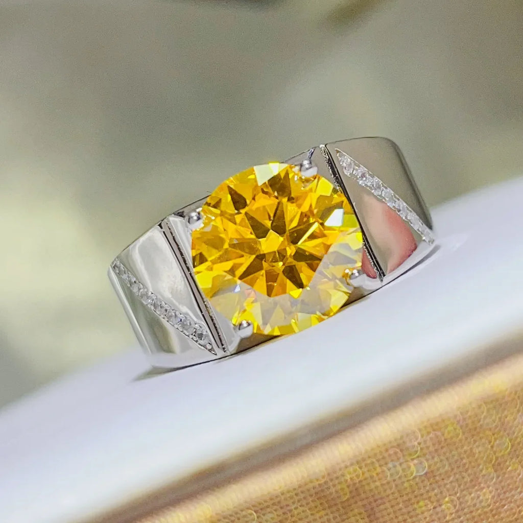 5 Carat Moissanite Ring - Platinum Plated 925 Sterling Silver