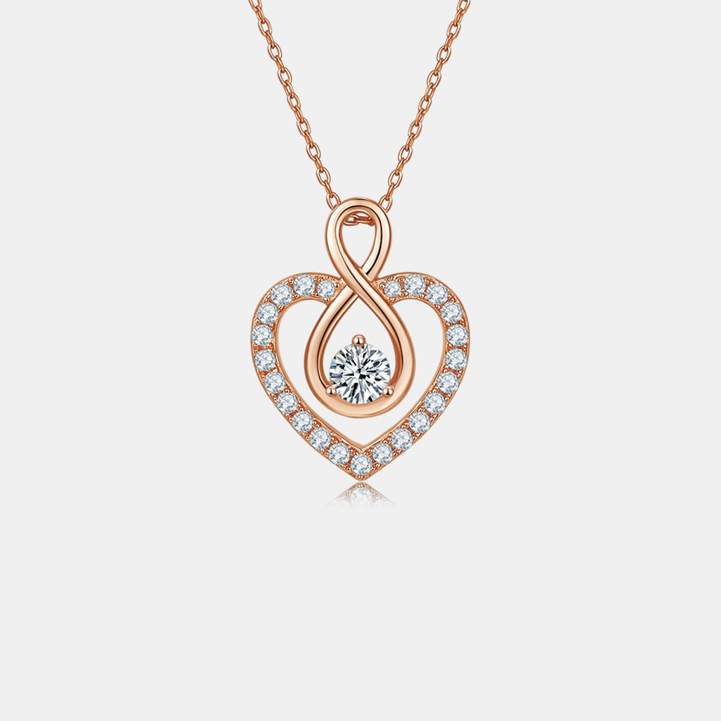 1 Carat Moissanite Heart Necklace - Gold Plated 925 Sterling Silver