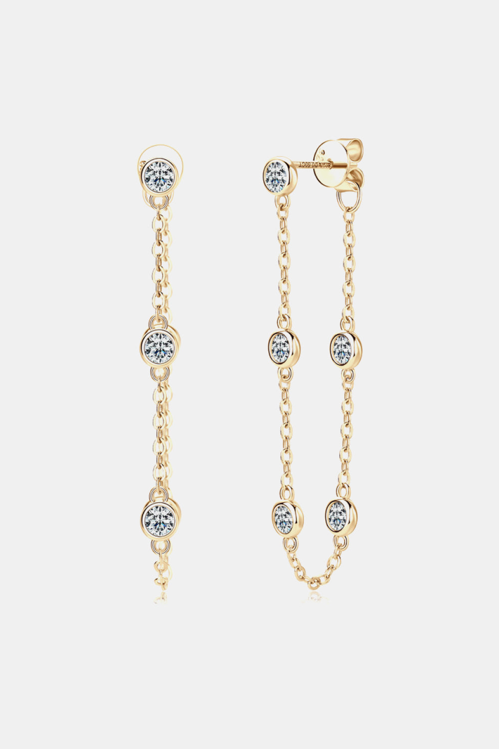 1 Carat Moissanite Chain Earrings - Platinum & Gold Plated 925 Sterling Silver