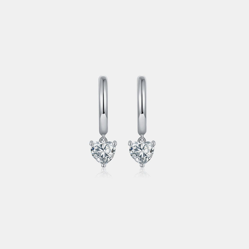 1 Carat Moissanite Heart Earrings - 925 Sterling Silver Luxury