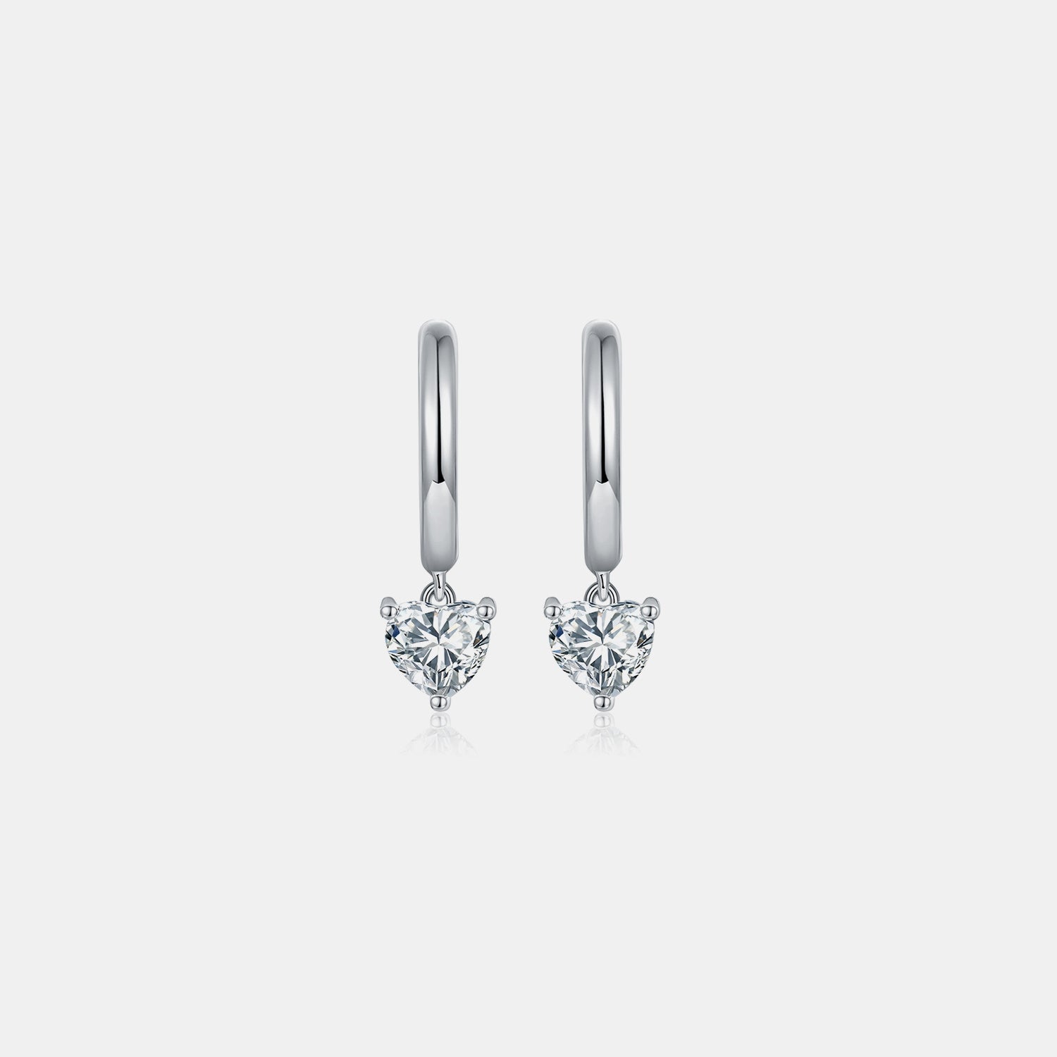 1 Carat Moissanite Heart Earrings - 925 Sterling Silver Luxury