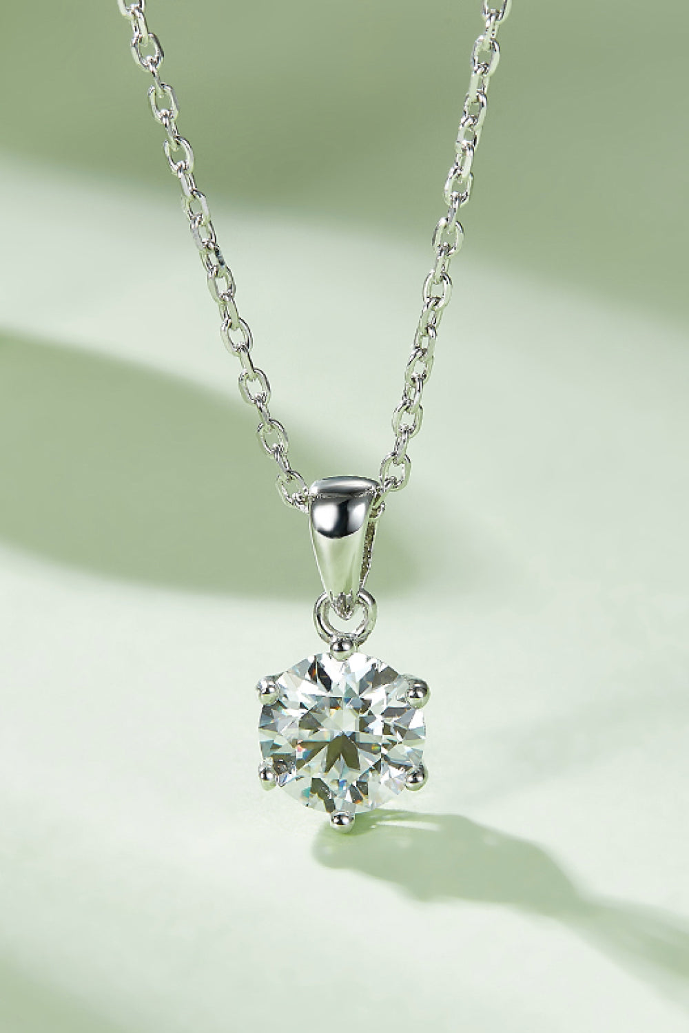 1 Carat Moissanite Necklace - Platinum Plated 925 Sterling Silver