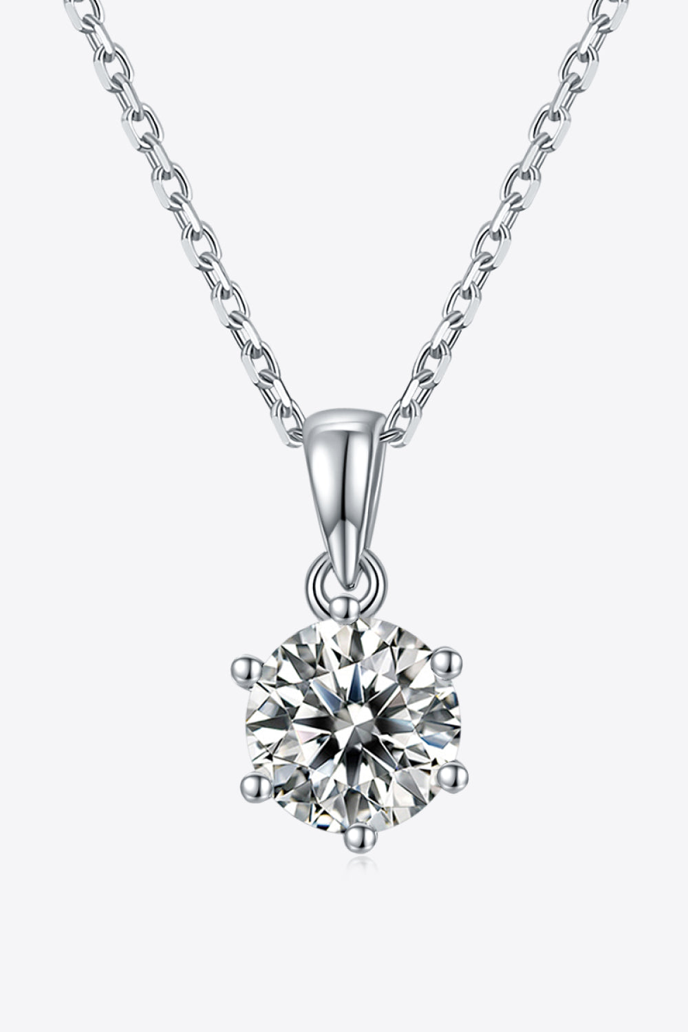 1 Carat Moissanite Necklace - Platinum Plated 925 Sterling Silver