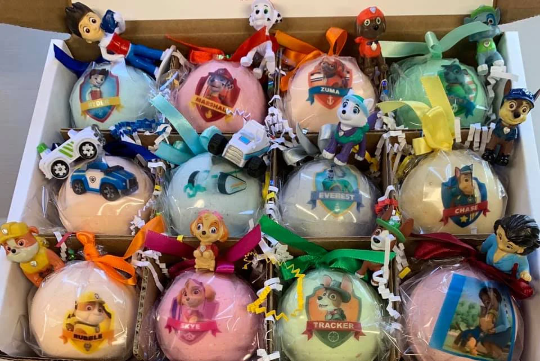 PAW Patrol Bath Bombs with Toys Inside - 12 XL Handmade Kids
