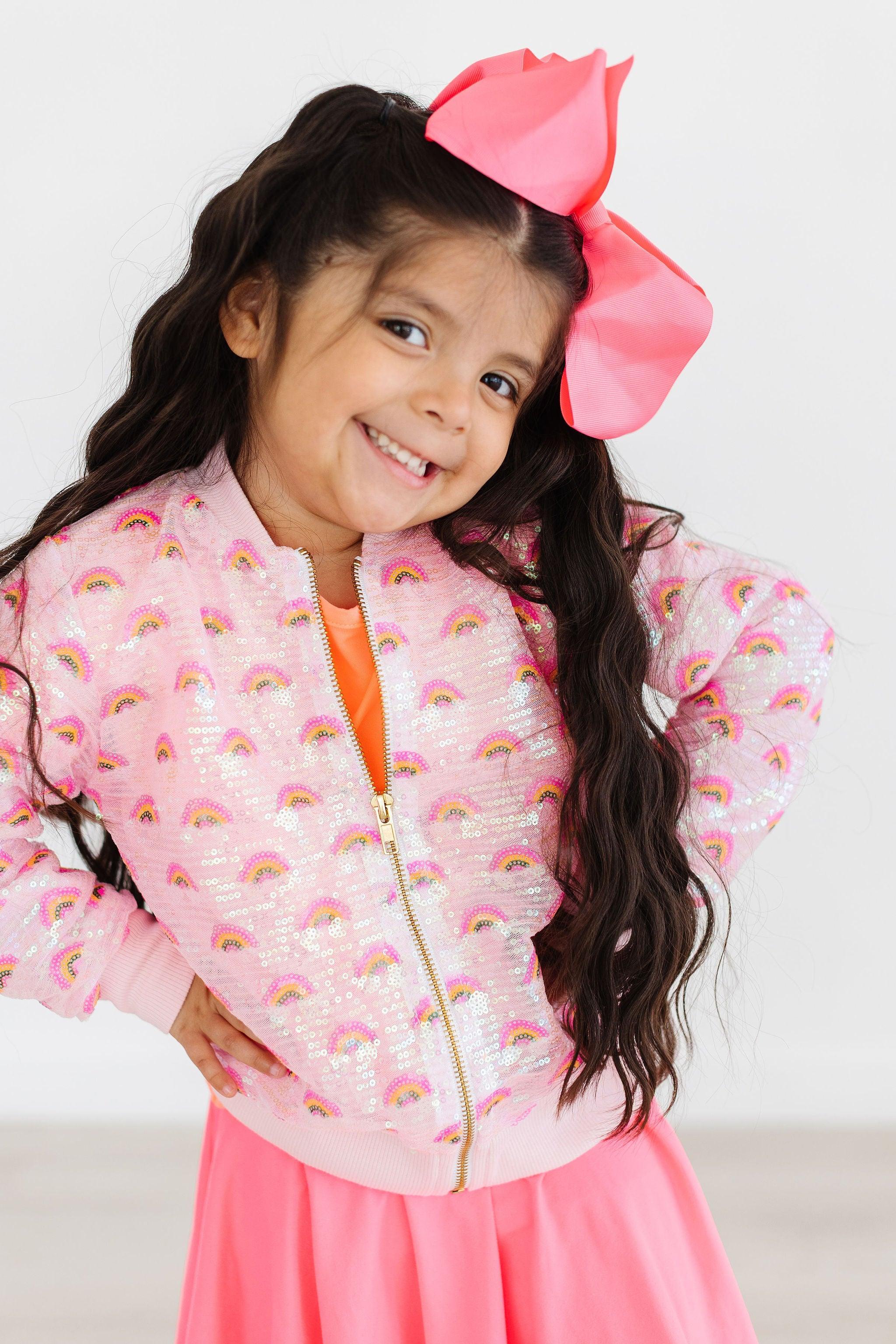 Pink Rainbow Sequin Jacket - Kids