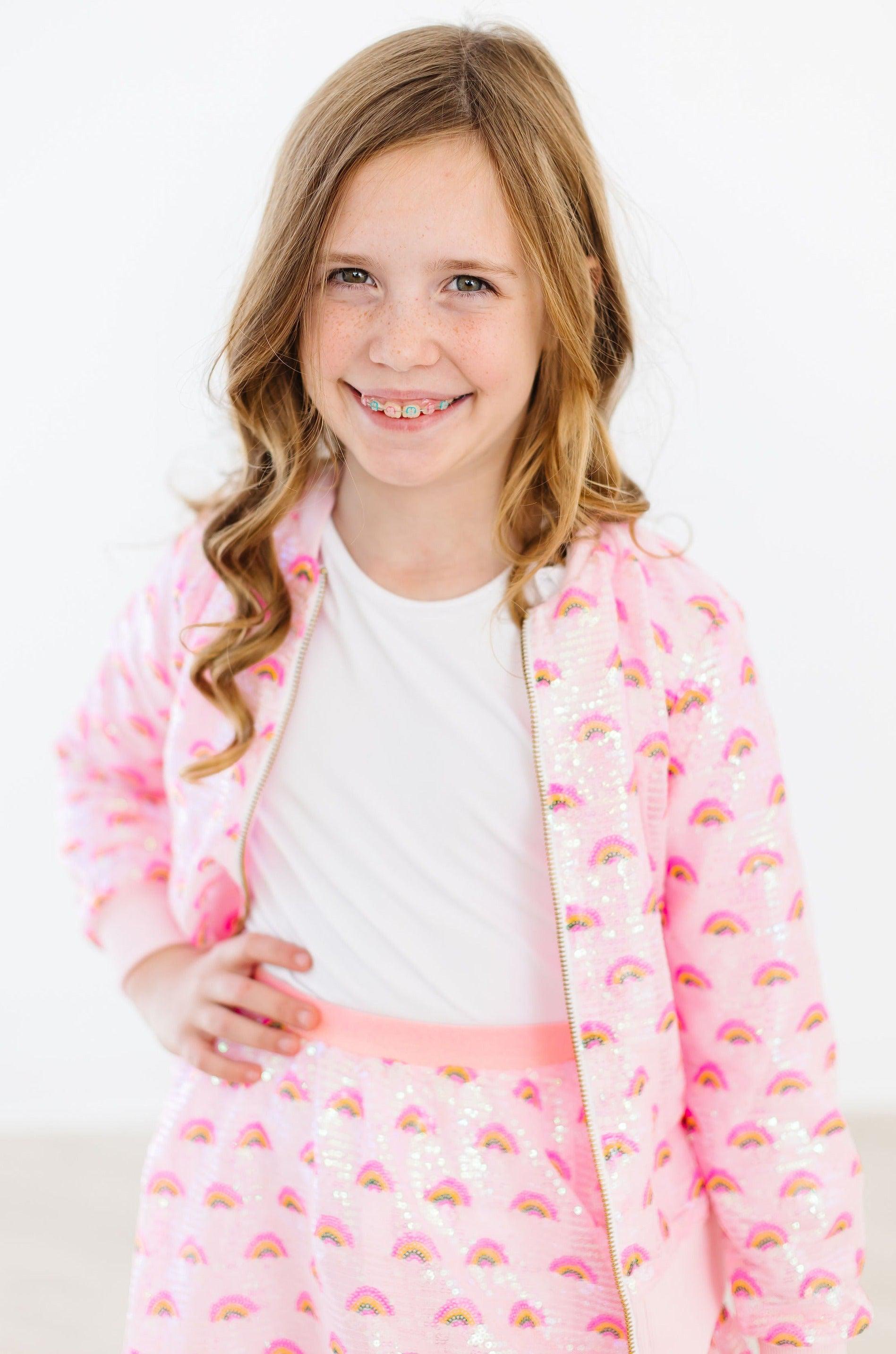 Pink Rainbow Sequin Jacket - Kids