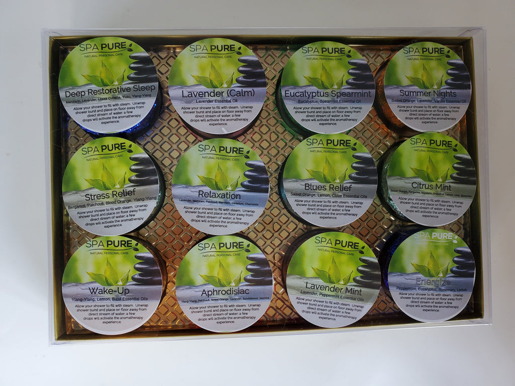 Aromatherapy Shower Bombs Gift Set - 12 Pack Essential Oil
