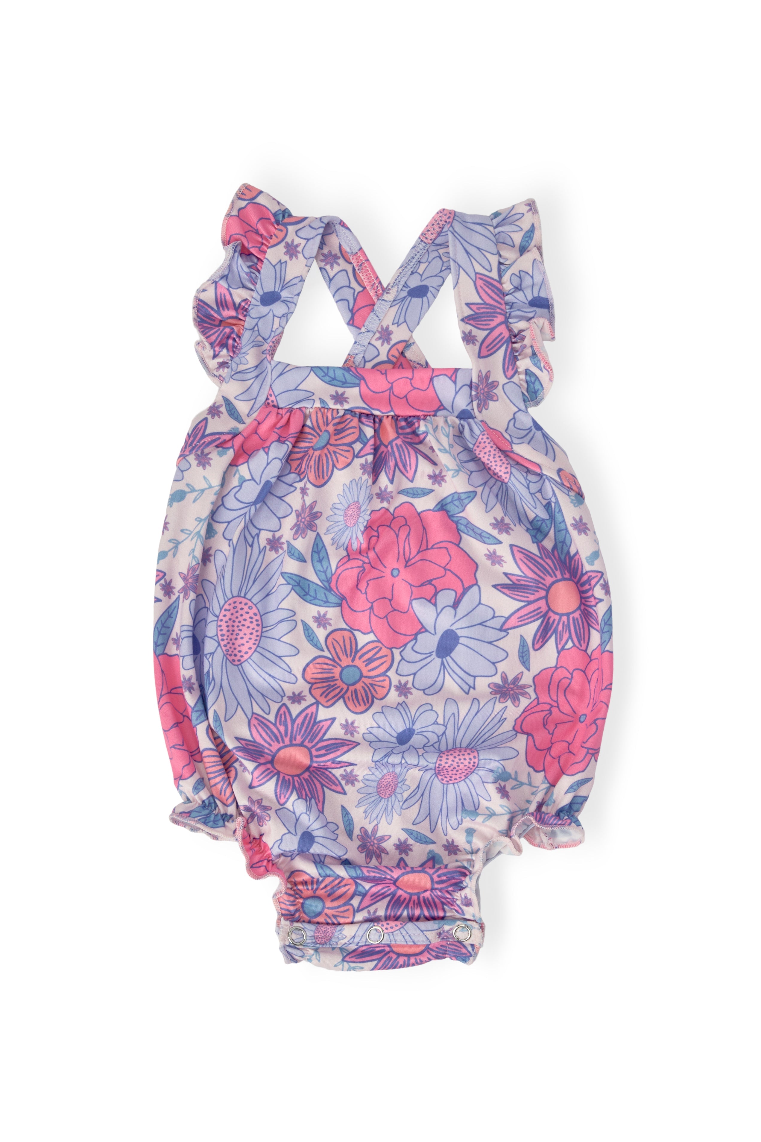 Sweet Springtime Ruffle Cross Back Romper - Kids