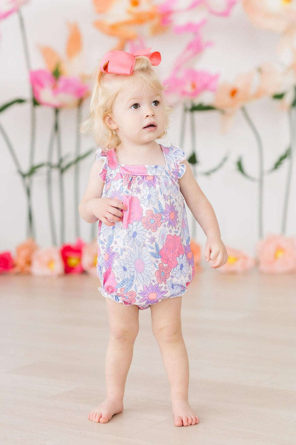 Sweet Springtime Ruffle Cross Back Romper - Kids
