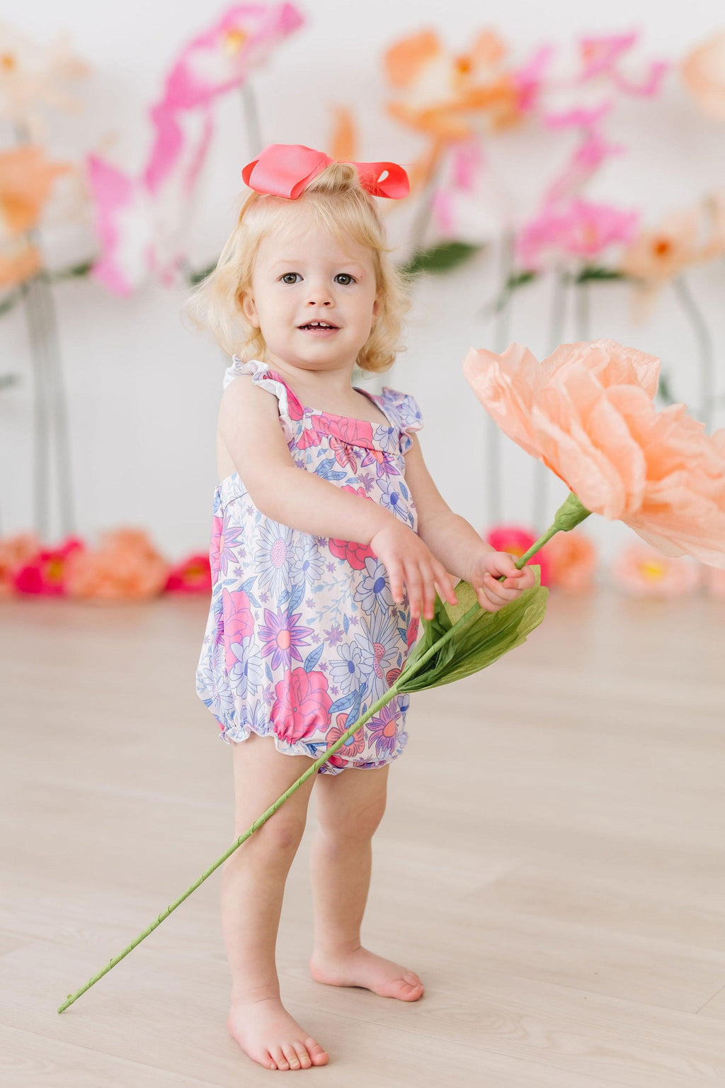 Sweet Springtime Ruffle Cross Back Romper - Kids