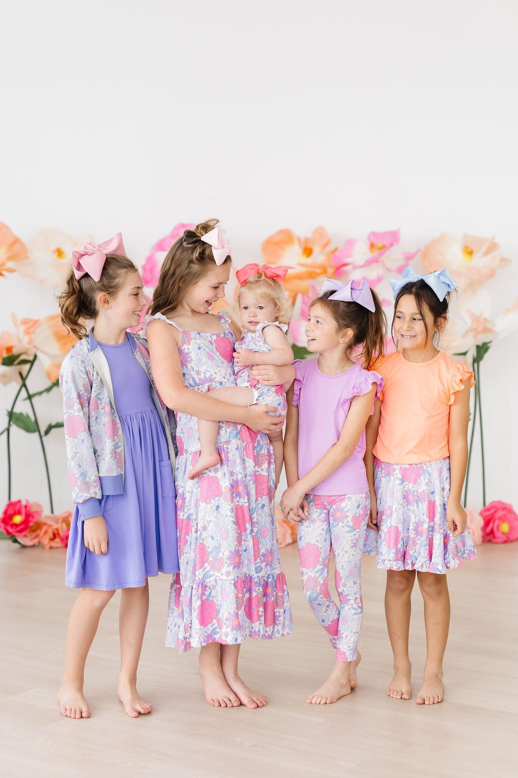 Sweet Springtime Ruffle Cross Back Romper - Kids