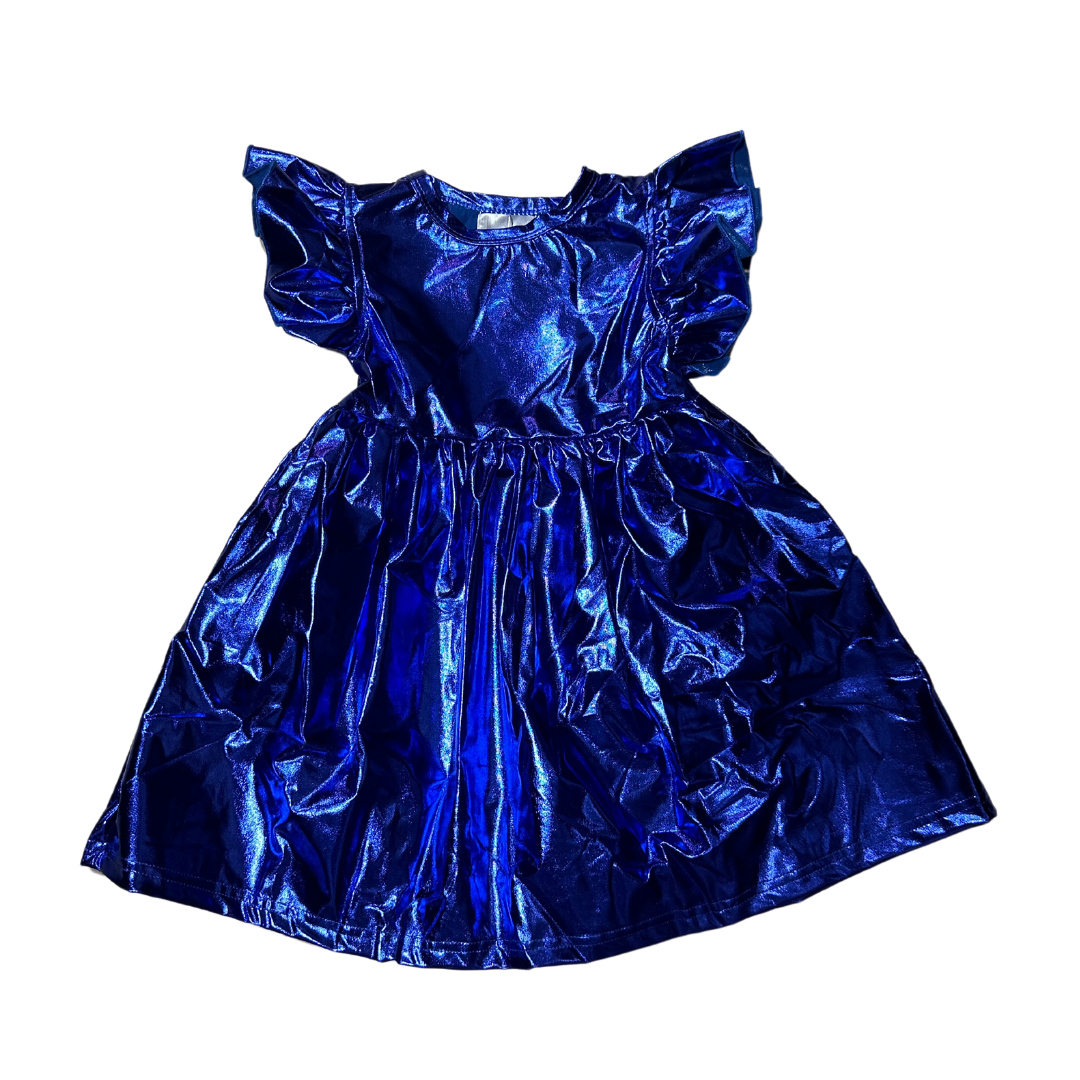 Iridescent Indigo Metallic Dress - Kids
