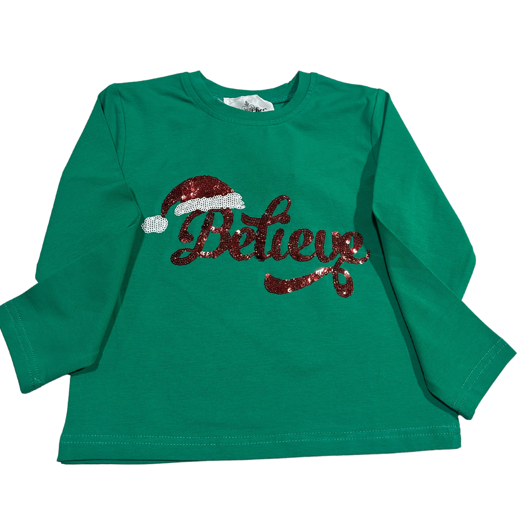 Believe Long Sleeve Sequin Shirt - Kids