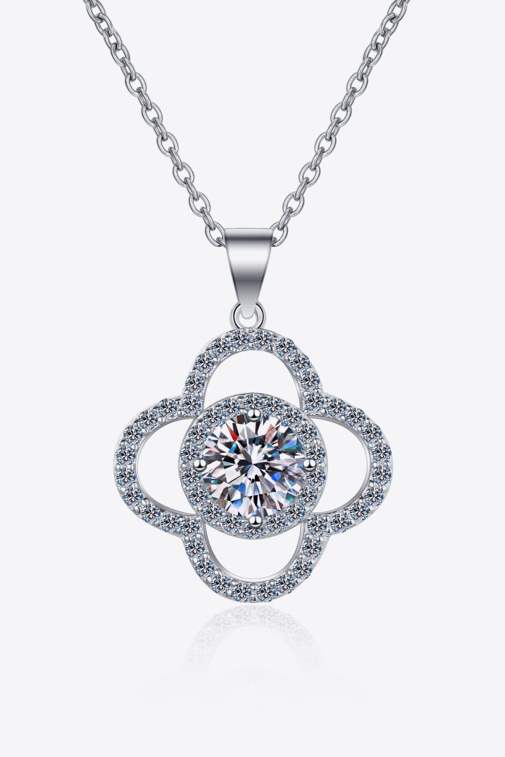 1 Carat Moissanite Necklace - Rhodium Plated 925 Sterling Silver