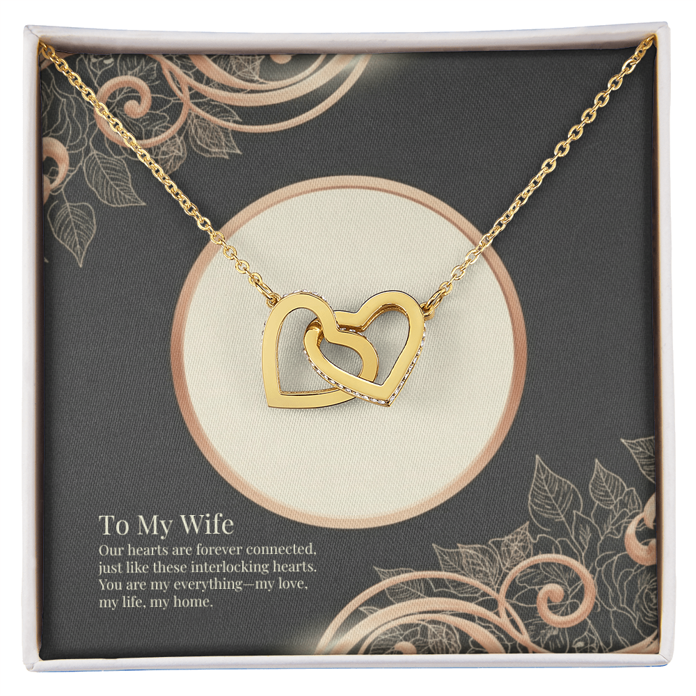 To My Wife Interlocking Hearts Necklace - Sterling Silver Gift