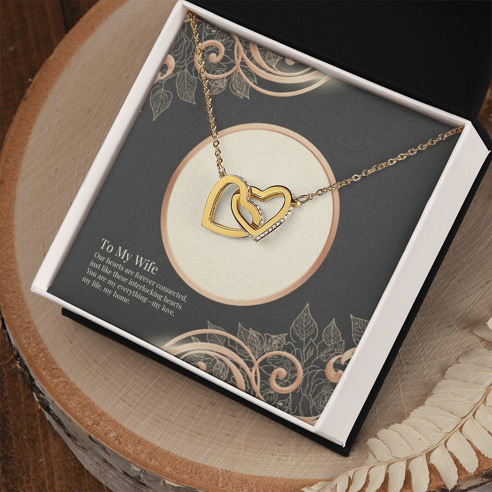 To My Wife Interlocking Hearts Necklace - Sterling Silver Gift