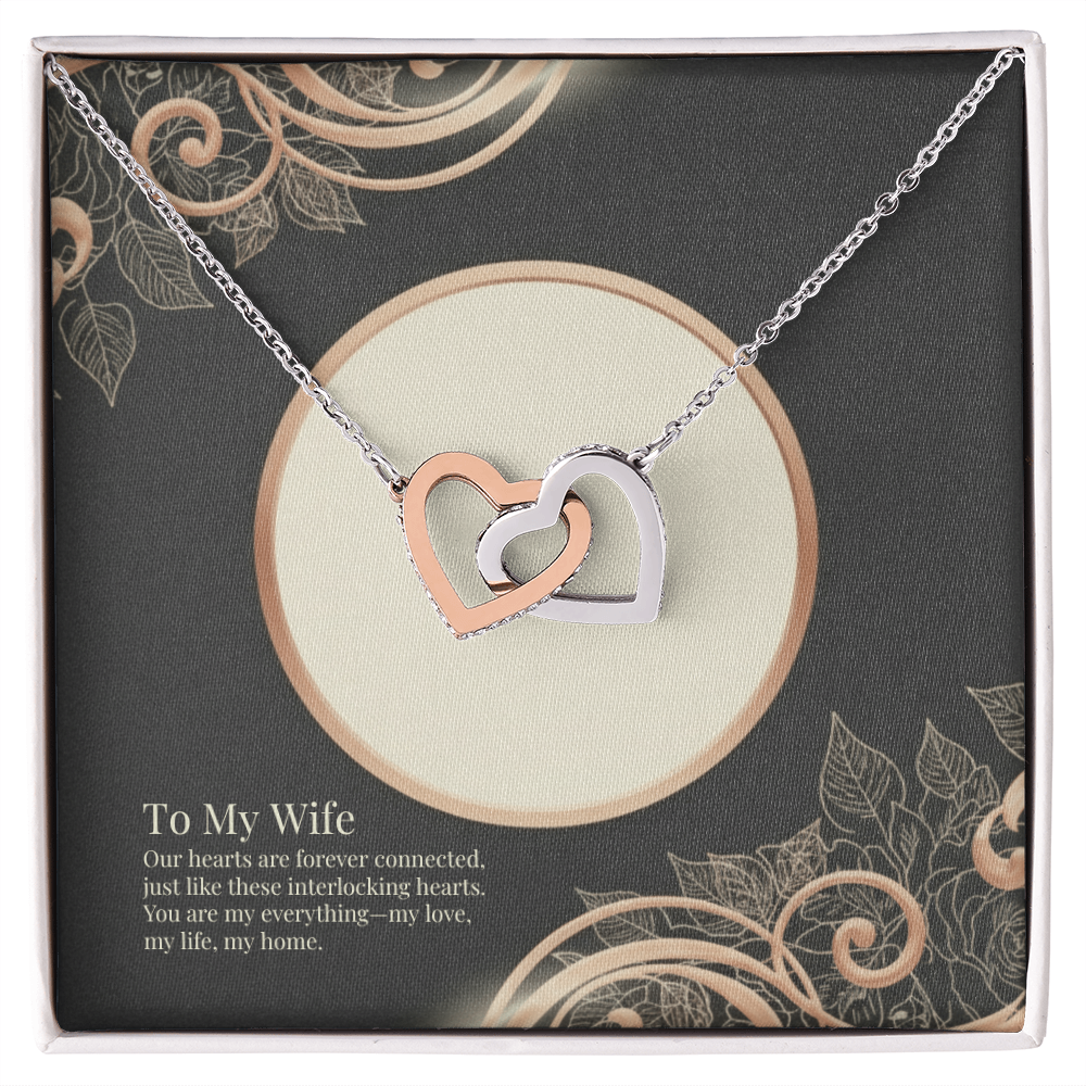 To My Wife Interlocking Hearts Necklace - Sterling Silver Gift