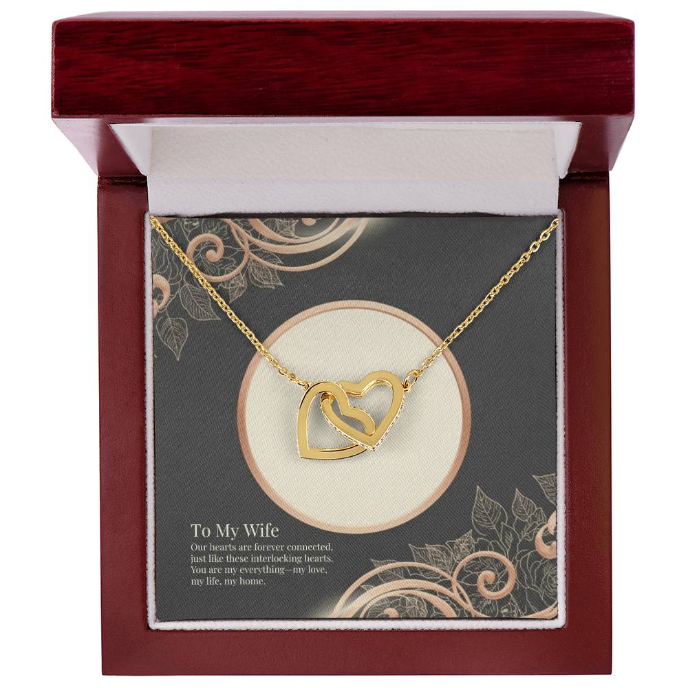 To My Wife Interlocking Hearts Necklace - Sterling Silver Gift